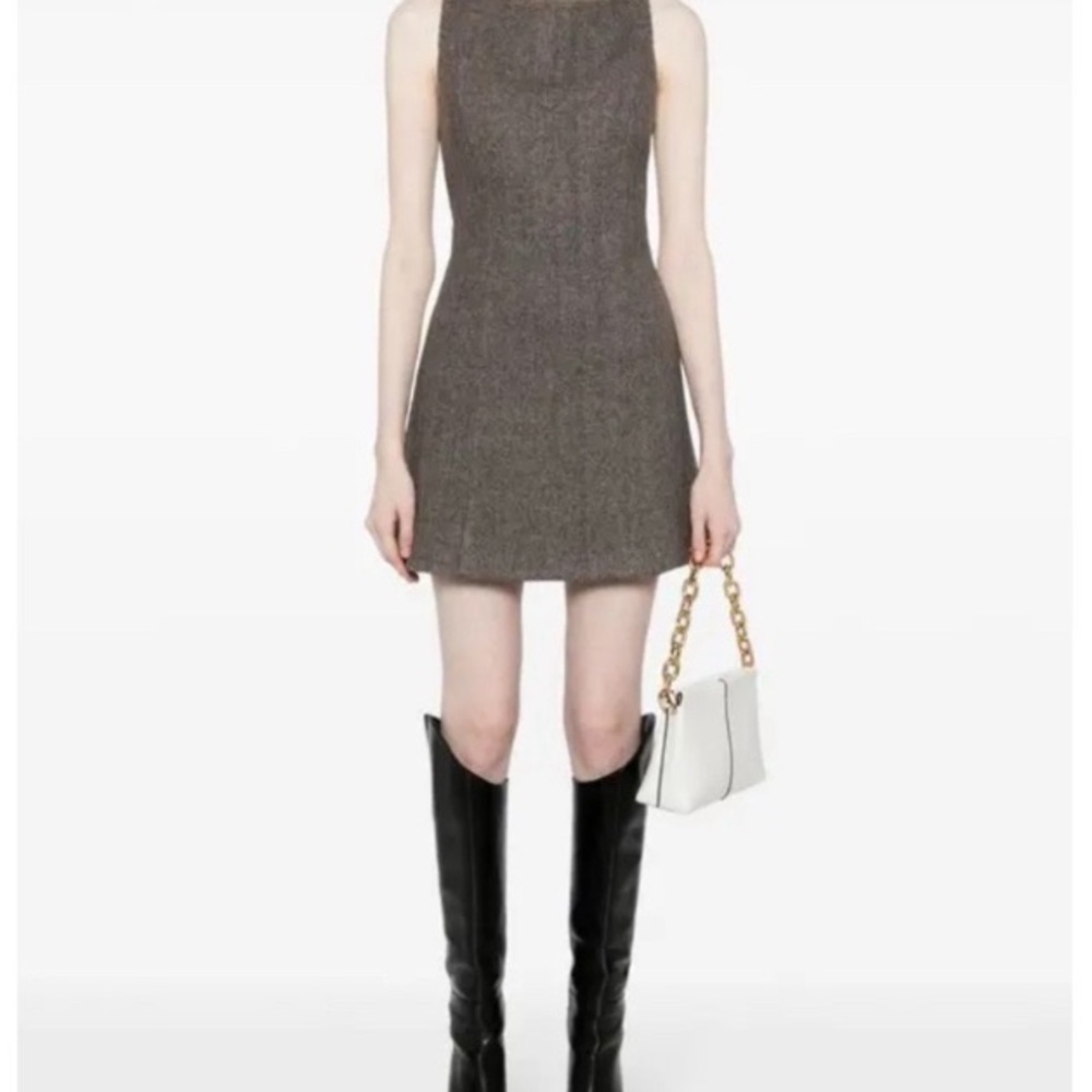 Reformation Willene Sleeveless Wool Mini Dress Size 10 Brown